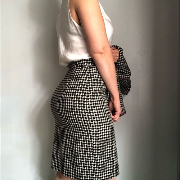 VTG 80s Ungaro Houndstooth Blazer & Pencil Skirt Suit SET S Wool Preppy Career - Picture 8 of 14